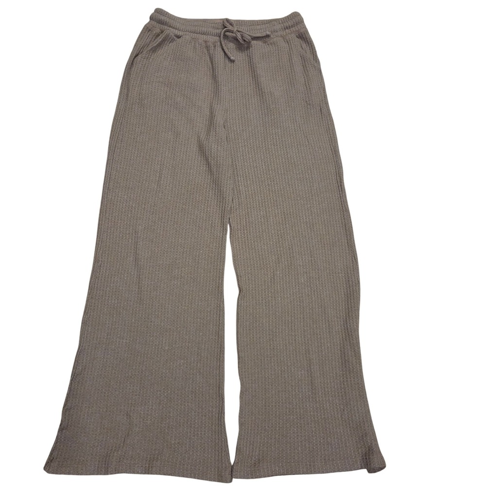 Beyond Yoga Free Style Waffle Wide Leg Lounge Cozy Soft Relax Large Stretch Tan